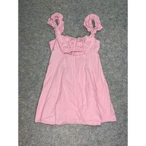 Free People Mini Dress Ruffle‎ Strap Open Back Pink Dress Size M